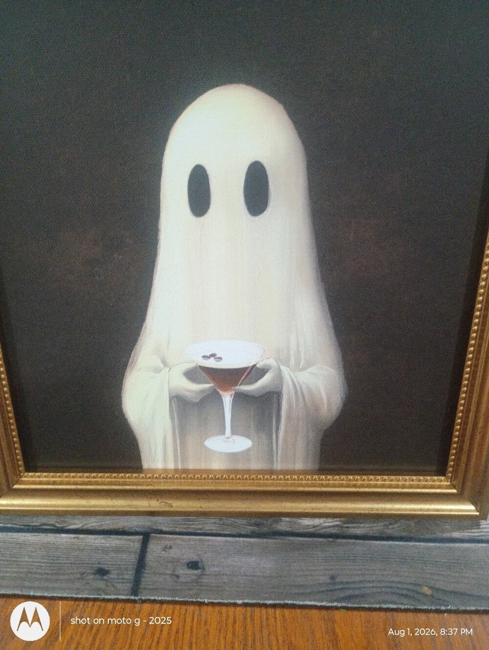 Framed 10 X 12 Ghost with Martini/Cocktail Wall Art - Black Frame, Neutral Ghost